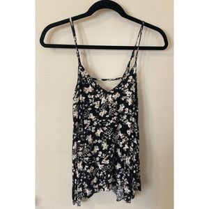 Strappy floral v-cut top